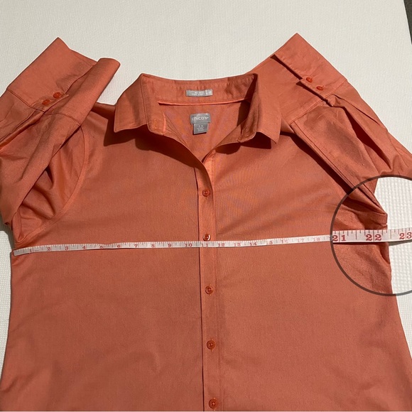 Chico's Women No-Iron Chic Stretch Shirt Button Up 3/4 Sleeve Size 14 - Picture 9 of 12